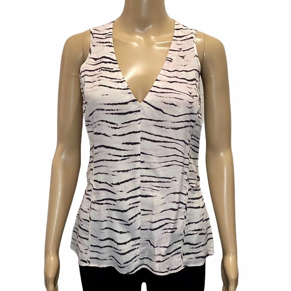 Rebecca Taylor Pink Tiger Stripe Layered Silk Tank Size 0